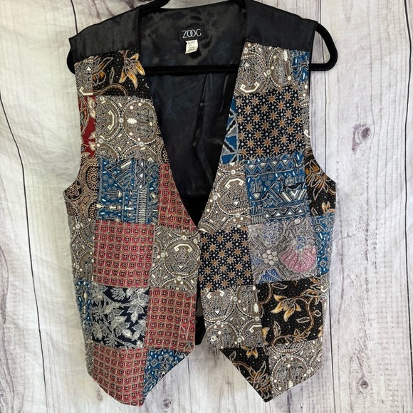 Vintage Jackets & Blazers - Vintage women’s patchwork fully beaded embroidered vest large